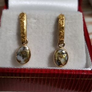 Handmade white turquoise & 14k gold earrings